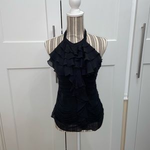 Express Black Ruffle Halter Top.